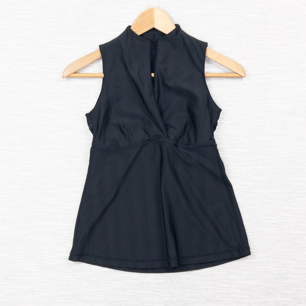 Lululemon Whisper Tank Top Mesh Women's 4 Black Navy Micro Macro Stripe Mesh Vtg